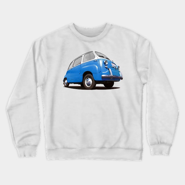 FIAT 600 Multipla in blue Crewneck Sweatshirt by candcretro